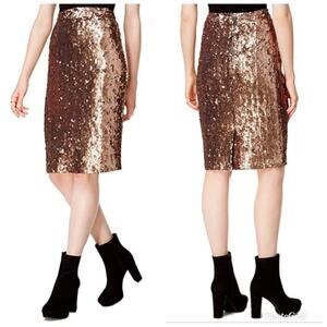Bar III Bronze Sequin Pencil Skirt Medium EUC